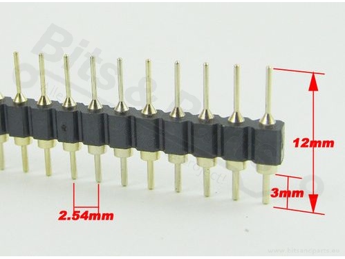 Headerpins male 40 pins goud recht